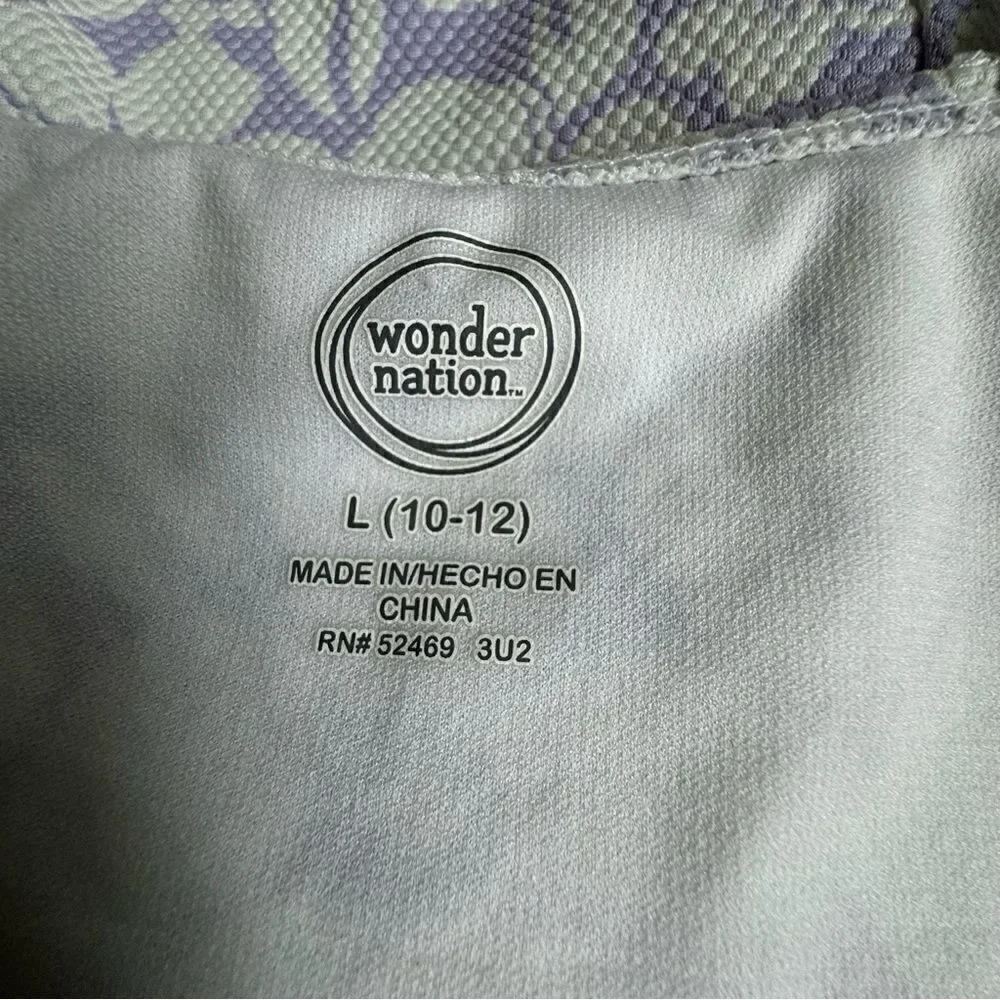 Wonder Nation Floral One Piece Swimsuit Hawaiian Purple White Swim SZ 10-12